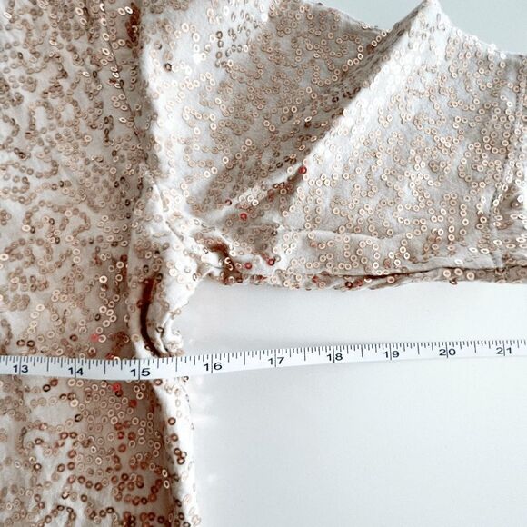 NWT Banana Republic Womens Sequin Blouse Scoop Neck Short Sleeve Rose Gold Small - Picture 6 of 7